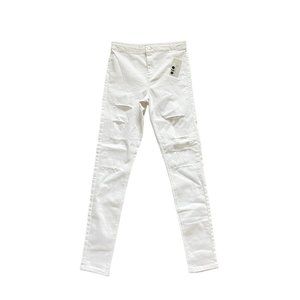 Topshop Moto Joni Super High Waisted Destructed Skinny White 8 New